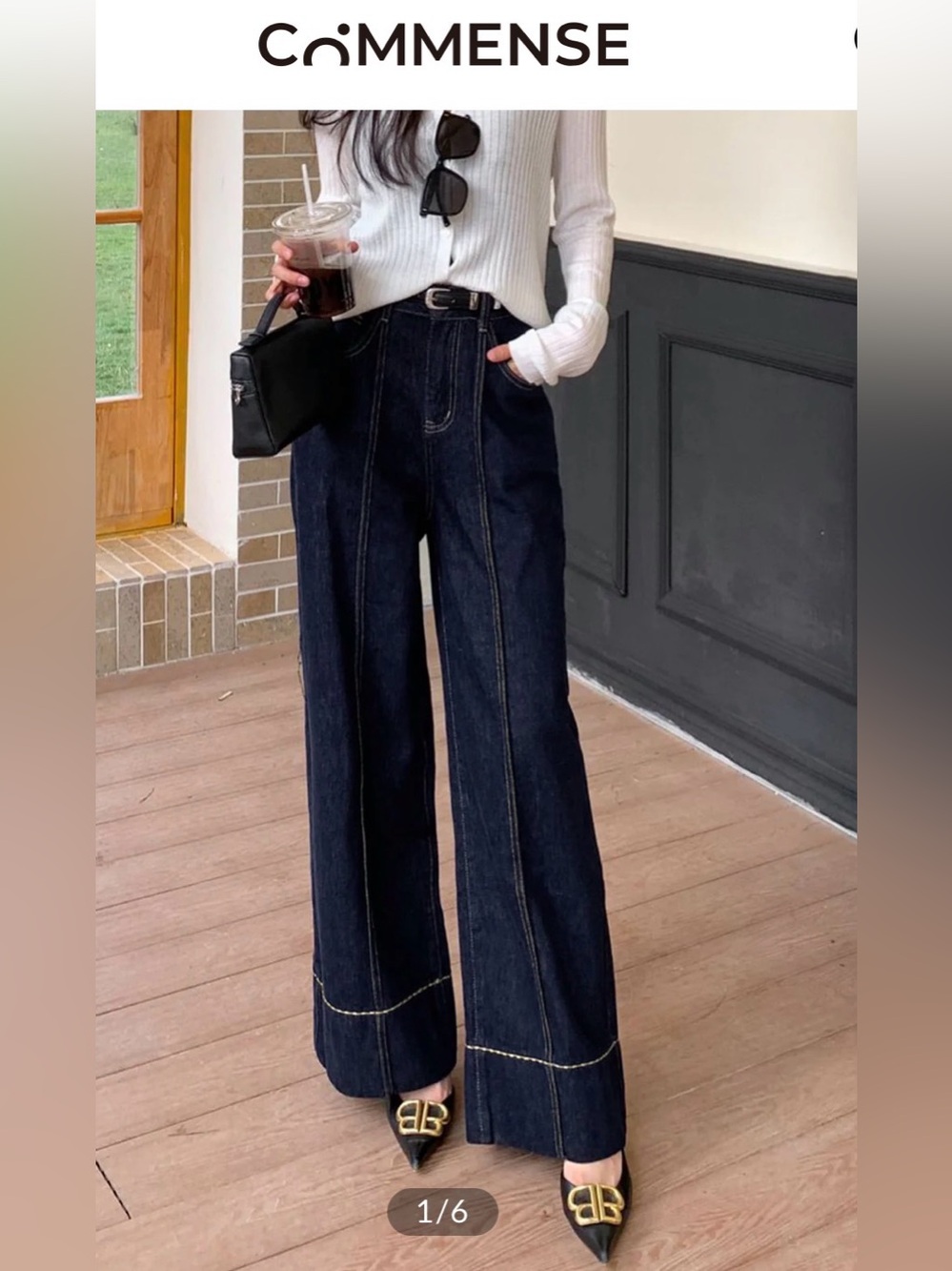 Commense Dark Wash Wide-Leg Jeans - High Waist
